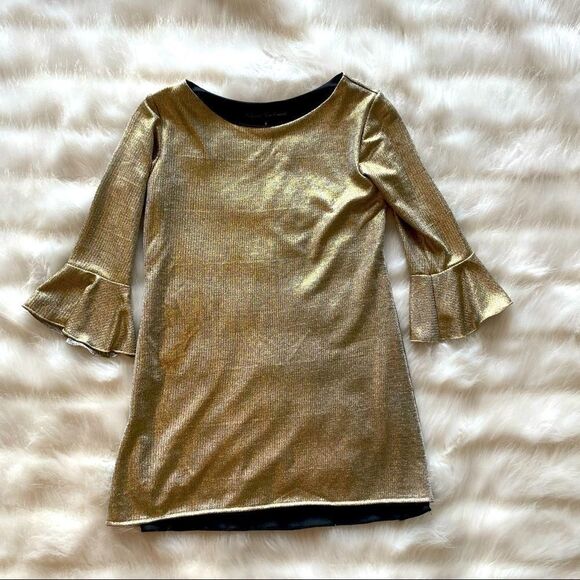 Dolls and Divas Gold Shimmery Girls Dress (8) - Picture 1 of 6